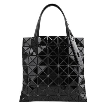 ISSEY MIYAKE 三宅一生 幾何小菱格7x7手提包/黑(亮面)-慈濟
