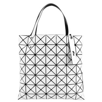 ISSEY MIYAKE 三宅一生 皮質幾何小菱格7x7手提包(漆白色)亮面/小款-慈濟