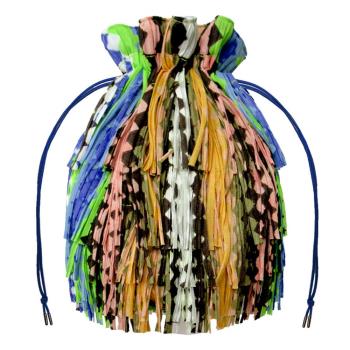ISSEY MIYAKE 三宅一生PLEATS PLEASE彩色流蘇水桶束口包(藍)-慈濟