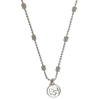 GUCCI Interlocking G 925純銀雙G墜飾雪花項鍊