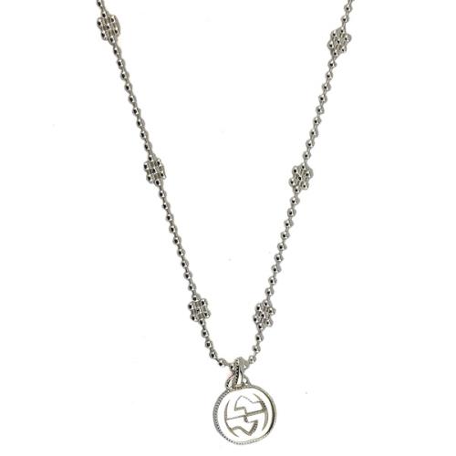 GUCCI Interlocking G 925純銀雙G墜飾雪花項鍊
