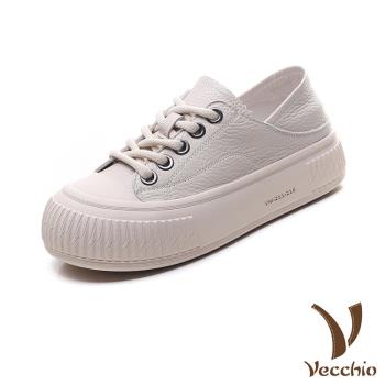 【VECCHIO】全真皮兩穿厚底休閒餅乾鞋/全真皮頭層牛皮兩穿法設計經典厚底休閒鞋 餅乾鞋 女鞋 米