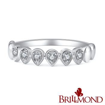 【BRILLMOND】20分 PT950鉑金 水滴型鑽石線戒(天然鑽石總重20分)