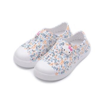 HELLO KITTY 滿版印花洞洞鞋 白/水 中大童鞋 鞋全家福