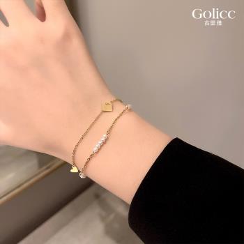 【Golicc】 ins風復古雙層珍珠手鍊(輕奢 手鍊 手環 手繩 韓系 首飾 飾品 情人節 母親節 七夕 生日禮物)