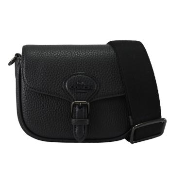 COACH CP002 Amelia 浮雕LOGO迷你斜背馬鞍包.黑