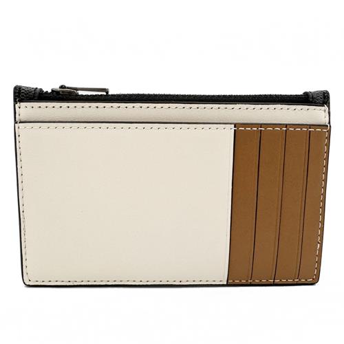 【COACH】男中性款信用卡名片卡夾零錢包(米咖/黑灰)