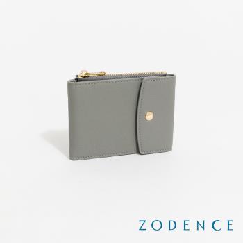 【ZODENCE 佐登司】MINA進口牛皮簡式短夾(灰)