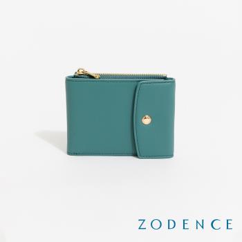【ZODENCE 佐登司】MINA進口牛皮簡式短夾(湖綠)