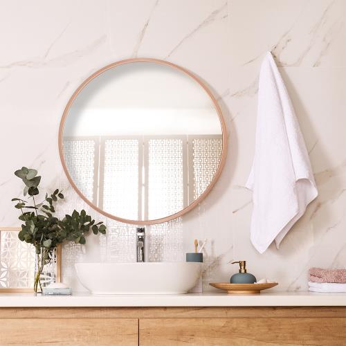 【Aberdeen】鋁框鏡系列-圓鏡-玫瑰粉 50x50cm