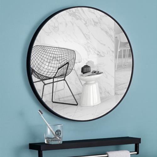 【Aberdeen】鋁框鏡系列-圓鏡-紳士黑 50x50cm