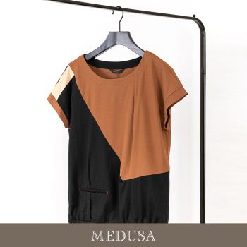 現貨【MEDUSA 曼度莎】造型小口袋色塊拼接休閒Tee（M-2L）｜女短袖T恤 女休閒上衣