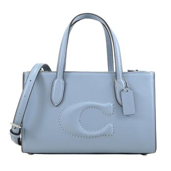 COACH CR097 NINA 質感浮雕C全皮革兩用托特包.淺藍