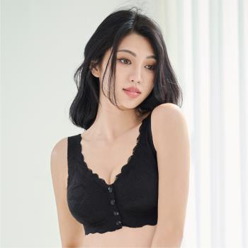 【伊柔 EVEROY】前扣美V集中 M-EQ/3XL大尺碼無鋼圈內衣 哺乳內衣 百搭黑 W015-63