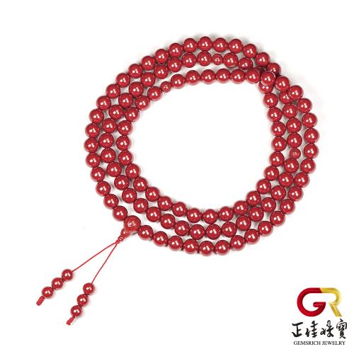 【正佳珠寶】帝王硃砂 10mm 108顆迴文避邪轉運珠 硃砂念珠佛珠｜特製棉繩