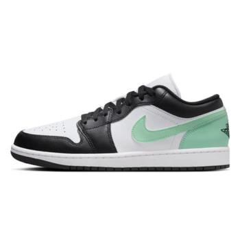 Nike 休閒鞋 男鞋 皮革 AIR JORDAN 1 LOW 黑白綠【運動世界】553558-131