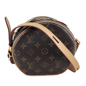 九成新！LV Monogram字紋帆布斜背拉鍊圓餅包