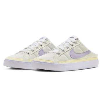 Nike 休閒鞋 女鞋 懶人鞋 穆勒鞋 半包拖 COURT LEGACY MULE 米白紫【運動世界】HJ3494-151