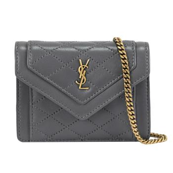 YSL 685612 Gaby Mini 超迷你卡片零錢斜背小廢包.灰