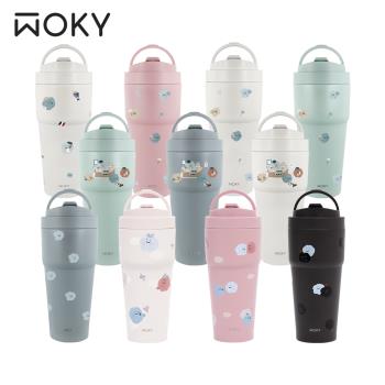 【WOKY X 方坊】渾圓杯[●●]鈦陶瓷770ml(附矽膠粗吸管 + Tritan彈跳粗吸管)