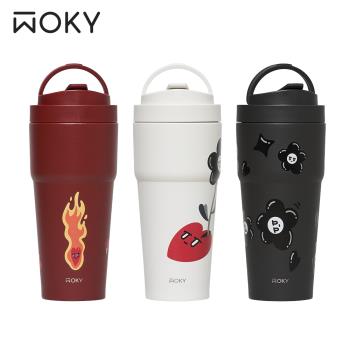 【WOKY X KURT】心花淡放-[●●]渾圓杯鈦陶瓷770ml(附矽膠粗吸管 + Tritan彈跳粗吸管)
