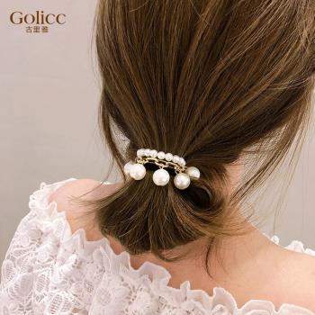 【Golicc】 小香風 珍珠 髮圈 手鍊 兩用髮飾(飾品 髮飾 首飾 髮帶 髮圈 手圈 情人節 母親節 七夕 生日禮物)