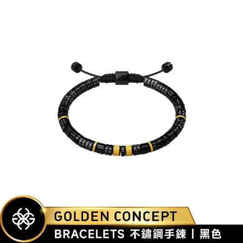 【Golden Concept】Bracelets 可調式不銹鋼手鍊 JB-EV19 黑/黃 (17-18cm腕圍適用)