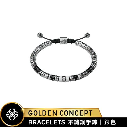 【Golden Concept】Bracelets 可調式不銹鋼手鍊 JB-EV17 銀/白黑 (15-16cm腕圍適用)