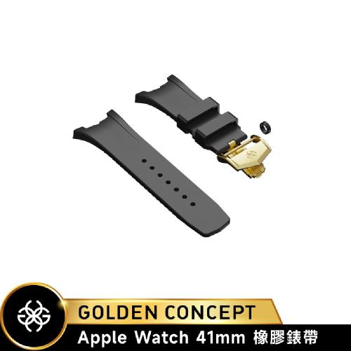 【Golden Concept】APPLE WATCH 41mm 黑橡膠錶帶/金框 WS-SPIII41-BK-G