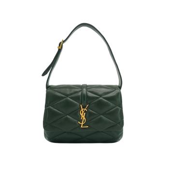 Ysl LE 57 絎縫小羊皮金釦肩揹包(698567-深綠)