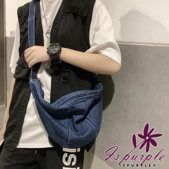 【iSPurple】街頭少女*帆布牛仔潮流斜背單肩背水餃包/深藍