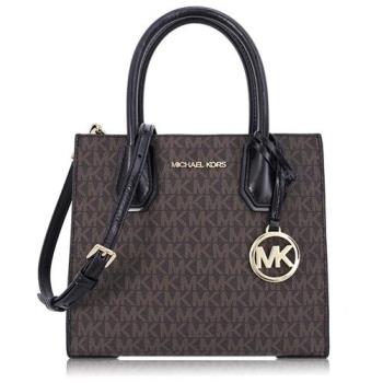 Michael Kors 經典 PVC 拼接 漆皮 / 小款 / 斜背 兩用包 深咖黑