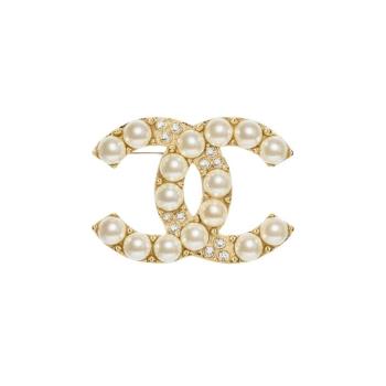 【CHANEL】香奈兒 珍珠胸針/別針 金屬 金色 - ABD737B17215 NZ743