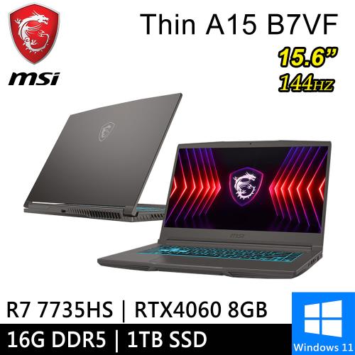 微星 Thin A15 B7VF-085TW-SP2 15.6吋 灰(R7 7735HS/16G DDR5/1TB SSD/RTX4060/W11)