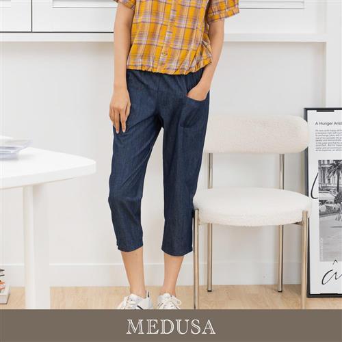 現貨【MEDUSA 曼度莎】棗線裝飾小口袋花苞休閒褲（M-2L）｜女休閒長褲 女長褲