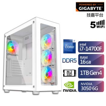 技嘉B760平臺i7二十核獨顯電玩機 (i7-14700F/RTX3050/16G/1TB)【ET2ED6017G】
