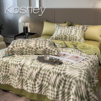 KOSNEY 時光掠影 雙人60支天絲四件式兩用被床包組