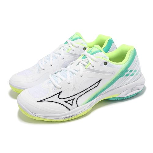 Mizuno 羽球鞋 Wave Claw 3 男鞋 寬楦 白 綠 緩衝 止滑 室內運動 運動鞋 美津濃 71GA2443-22
