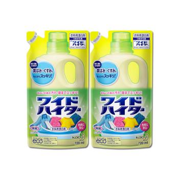 (2袋超值組)日本KAO花王-彩色衣物護色消臭去漬酸素系含氧漂白劑補充包720ml/袋(增白去黃衣物彩漂液,衣領袖口去汙,洗衣槽防黴,印花彩白衣適用)