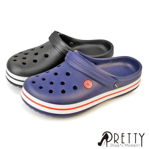 Pretty 男 洞洞鞋 雨鞋 防水鞋 布希鞋 穆勒鞋 涼拖鞋 兩穿P-12133