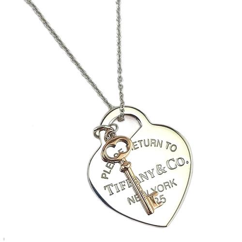 Tiffany 925純銀愛心Rubedo金色鑰匙墜飾項鍊