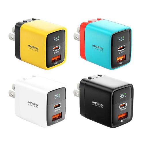【MOBIA】 氮化鎵35W 雙孔充電器 A+C 液晶螢幕 摺疊插腳  WP-U35