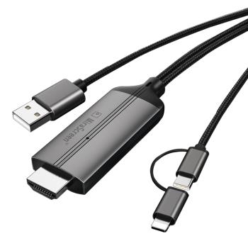 MiraScreen LD36 二合一有線影像轉接器(Lightning/Type-C) HDMI 轉接線 同屏器 手機轉接電視螢幕