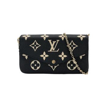 Louis Vuitton Felicie Pochette 牛皮壓花斜背包(M82479-黑/米白)