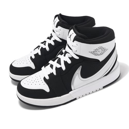 Nike 休閒鞋 Air Jordan 1 Mid RM Easyon GS 大童 女鞋 黑 白 銀 大勾 FQ1281-001