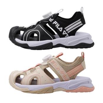 FILA 涼鞋 童鞋 旋鈕 黑白/奶茶【運動世界】2-S434Y-011/2-S434Y-772
