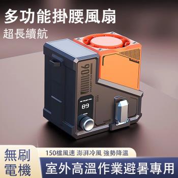 風扇 掛腰風扇 便攜風扇 多功能風扇 戶外工作風扇 (無刷電機 150檔風速 9.3*7.9*8.9cm）