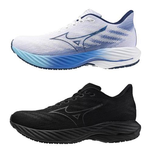 Mizuno 美津濃 慢跑鞋 男鞋 WAVE RIDER 28 4E超寬楦 白藍/全黑【運動世界】J1GC240401/J1GC240403