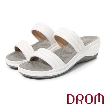 【DROM】極簡純色休閒時尚厚底拖鞋/極簡純色百搭休閒時尚厚底拖鞋 女鞋 白
