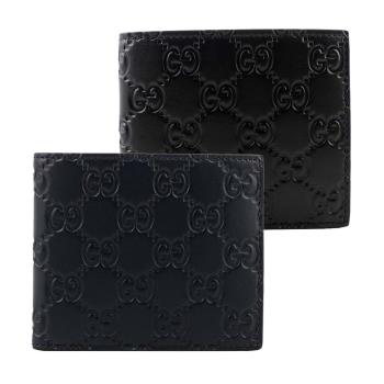 GUCCI GG Logo 大標誌壓印牛皮對開8卡短夾(任選)